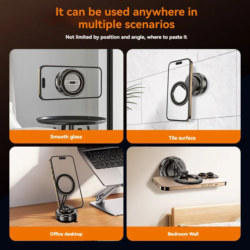 Car Mount Electric Vacuum Magnetic Holder Foldable Strong Suction Stand For Cell Phone For iphone 12 13 14 15 16 Live Streaming