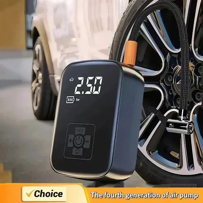 Mobile small and convenient digital cordless portable air pump, fast tire inflator, compressor, car tire inflator, bicycle, ball