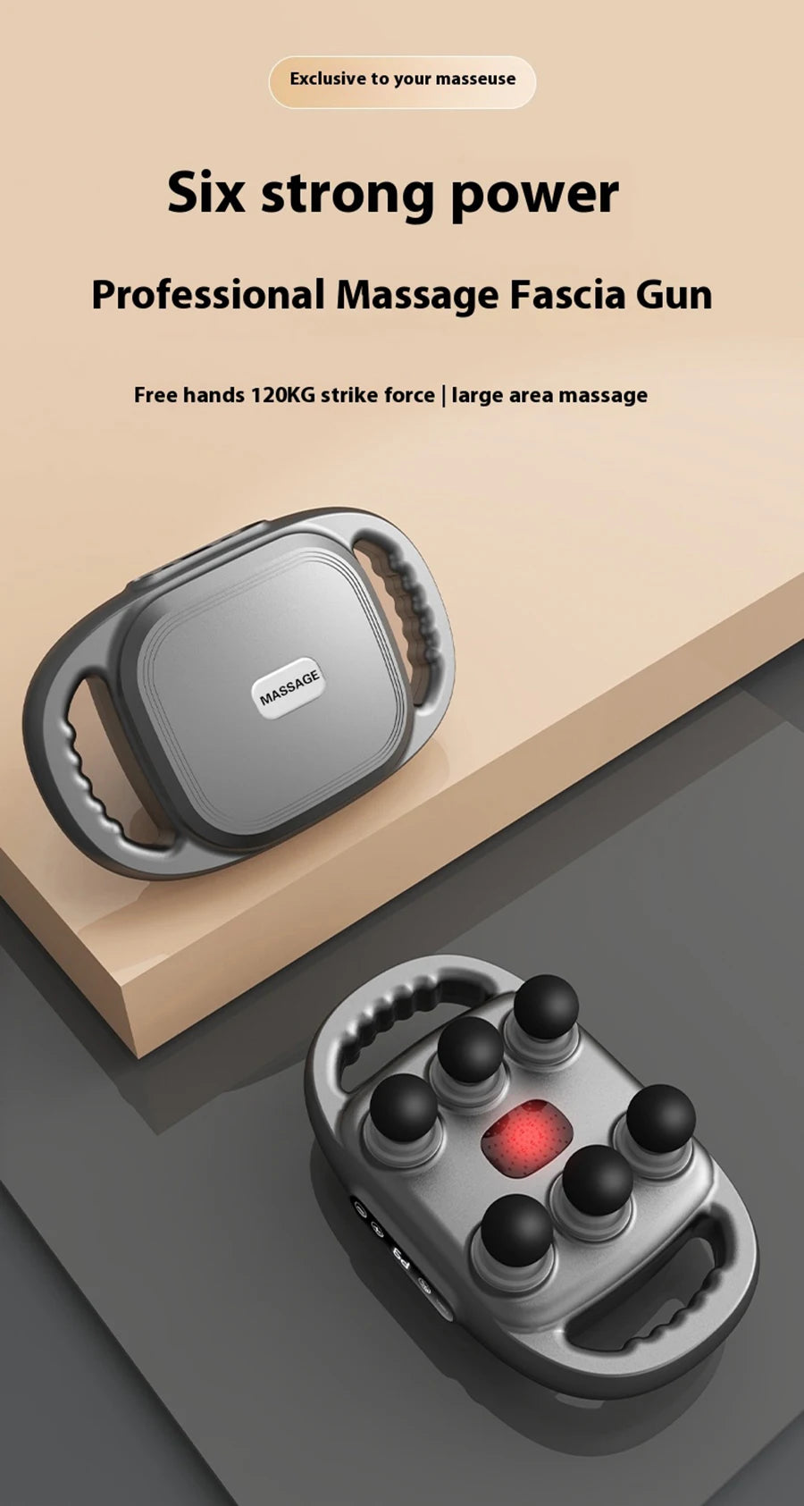 Fascia Gun Six-head Deep High Frequency Vibration 2025 New Wireless Waist Back Massager Body Relaxation Shoulder Calf Massager
