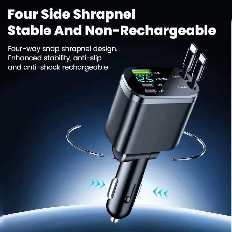 Fast Charging Car Charger Adapter 120W | Dual Type-C & USB Car Charger