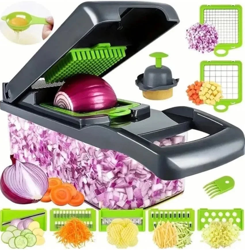 14-in-1 Multifunctional Vegetable Chopper & Slicer | Manual Food Dicer with Grater Kitchen Tool
