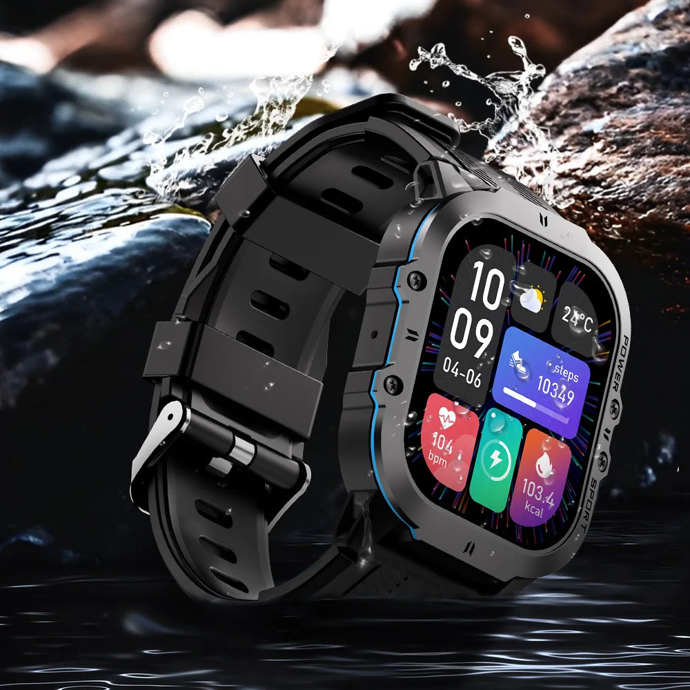 MISIRUN New C26 Smart Watch 100+ Sports Modes Bluetooth Call Smartwatch 1.96" AMOLED 1ATM Waterproof Outdoor Military Wristwatch