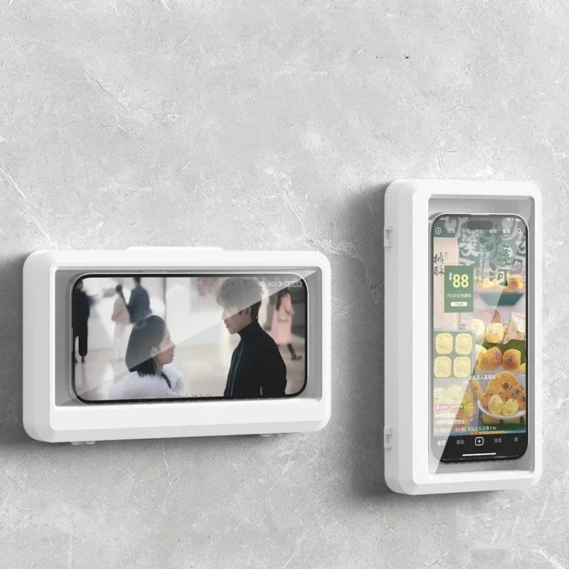 Wall Mounted Waterproof Phone Holder Cell Phone Storage Box Can Touched Shower Smartphone For iPhone 16 15 Samusng Xiaomi Stand