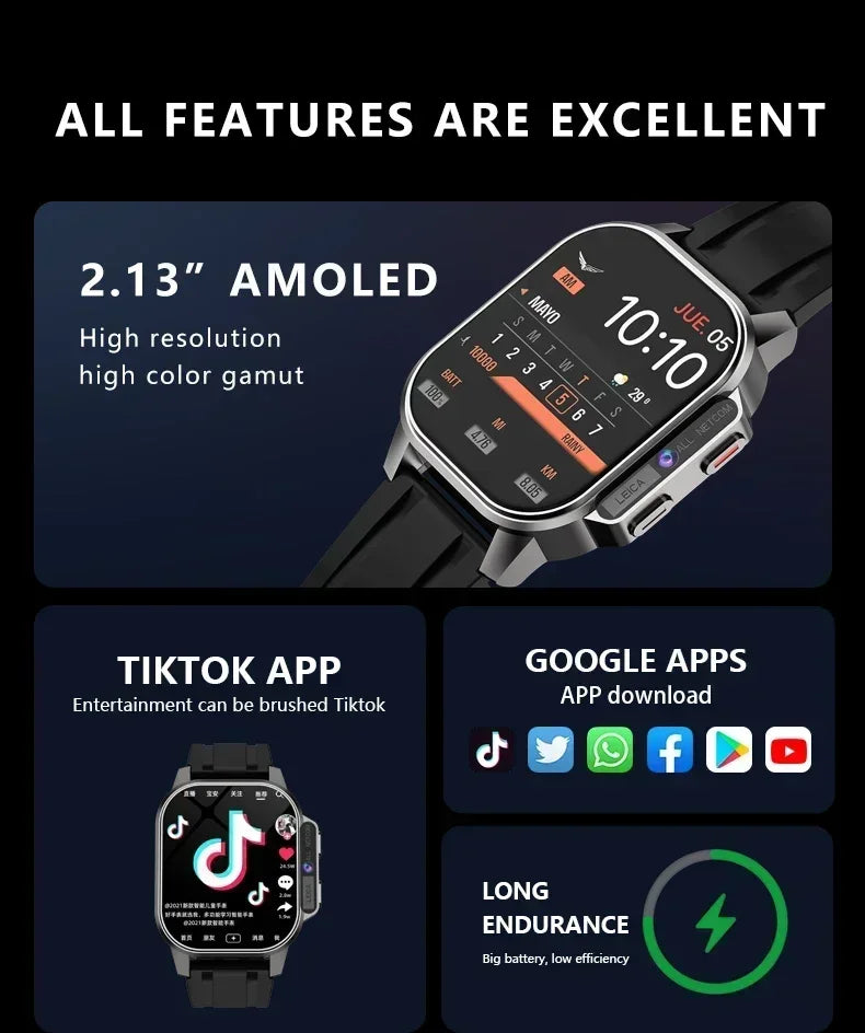 Men's smartwatchB22 4G Full Netcom 800W camera 900mAh battery support SIM card video call Health monitor Waterproof smartwatch
