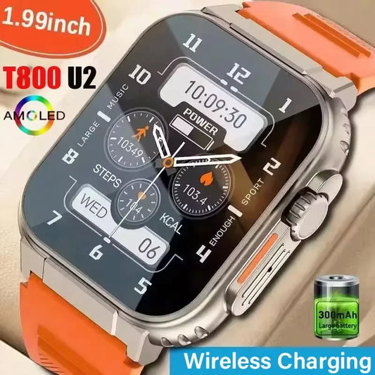 New Watch T800 U2 Smart Watch 49mm 2024 New NFC Men Women GPS Track Bluetooth Call BT Music Games Wireless Charging Smartwatch