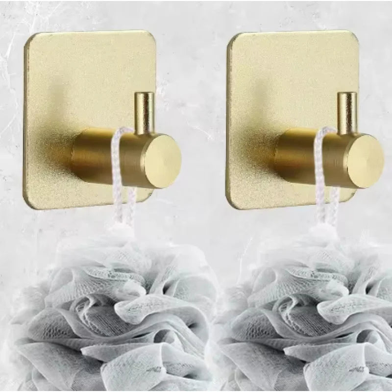 2/4pcs Self-Adhesive Towel Hooks Stainless Steel Stick-On Wall Hooks For Home Coat Robe Bathroom Organization Accessories