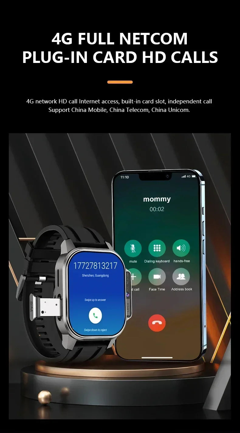 Men's smartwatchB22 4G Full Netcom 800W camera 900mAh battery support SIM card video call Health monitor Waterproof smartwatch