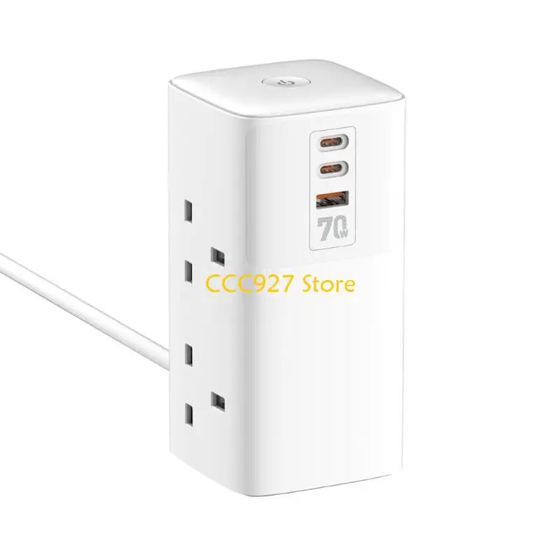 B03F 70W Surges Protectors Power Strips Tower Flat Plug 2 Outlets 3 USB Port for Home Office Dorm Room