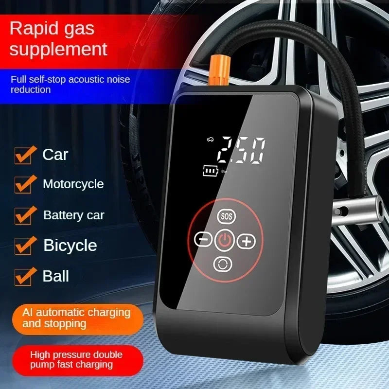 Mobile small and convenient digital cordless portable air pump, fast tire inflator, compressor, car tire inflator, bicycle, ball
