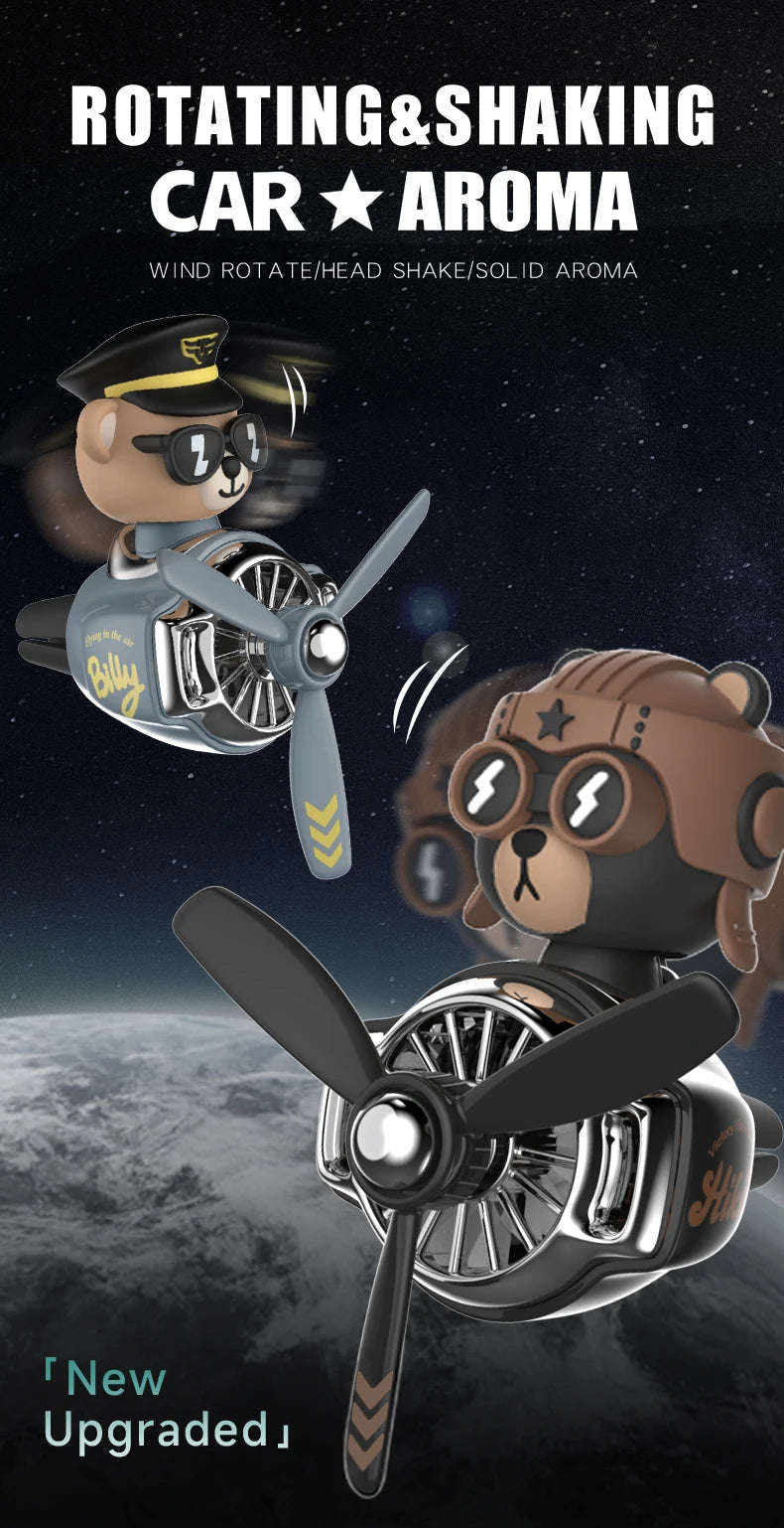 Head shaking rotating plane cool bear pilot car air fresheners accessories decoration funny aroma diffuser perfume fragrance men