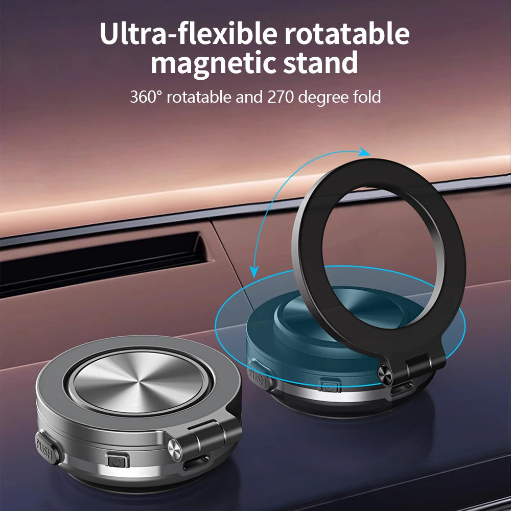Car Phone Holder Electric Vacuum Magnetic Mount 360° Rotating N52 Strong Magnet for iPhone 12 13 14 15 16 Pro Max Xiaomi Samsung