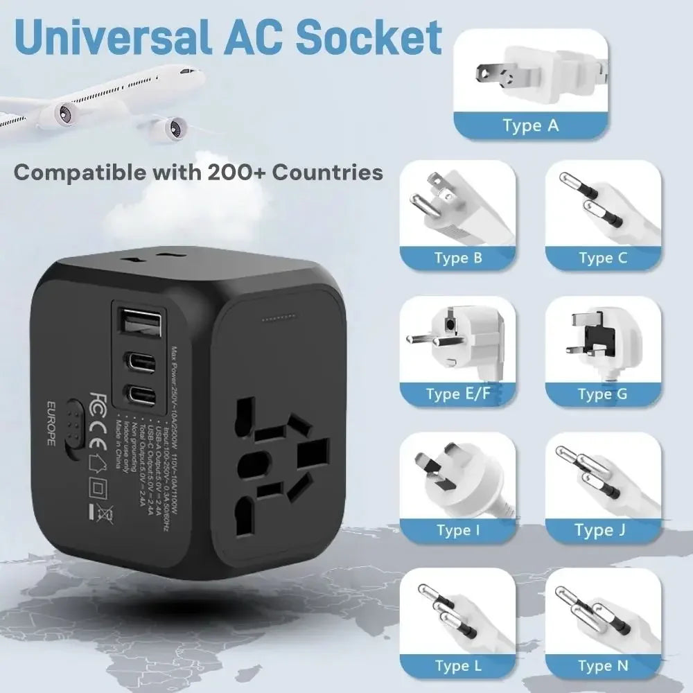 Universal Travel Adapter with USB-C