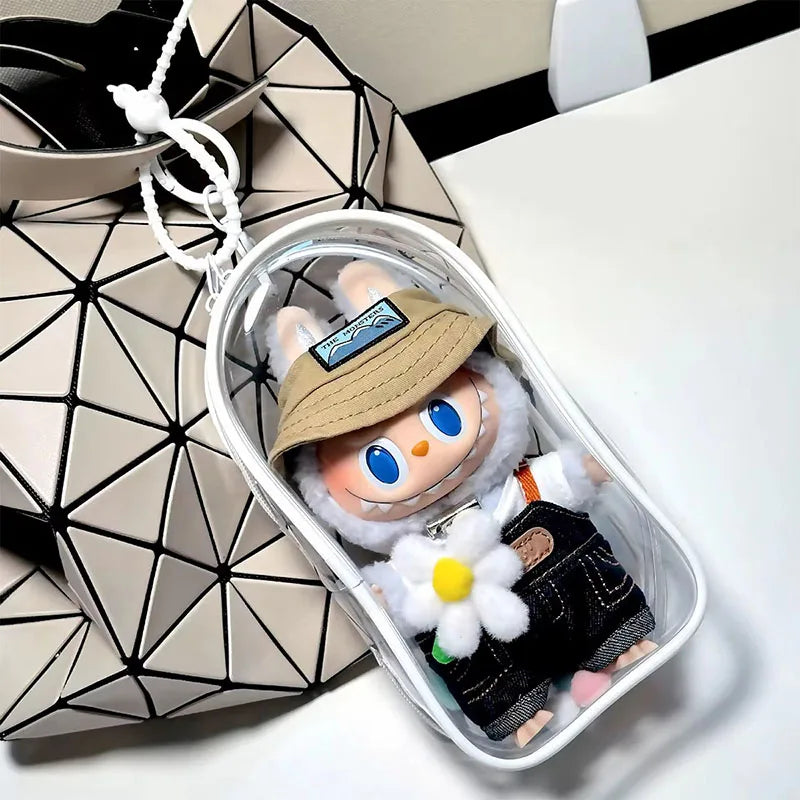 Labubu V1 V2 Storage Doll Bag PVC Transparent Protection Cover Keychain