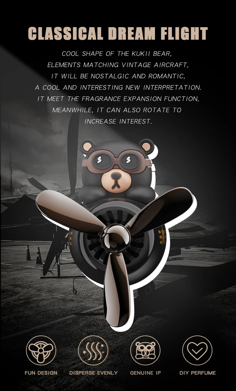 Odorless DIY perfume ornament airplane pilot bear car air freshener decoration accessories aroma vent clip fragrant diffuser men