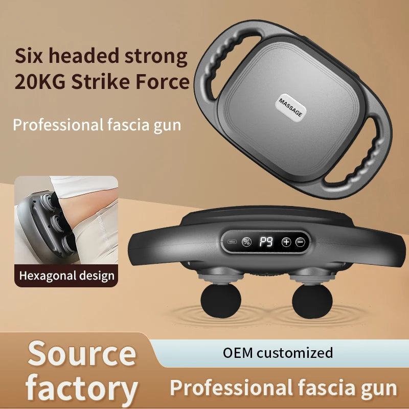Fascia Gun Six-head Deep High Frequency Vibration 2025 New Wireless Waist Back Massager Body Relaxation Shoulder Calf Massager