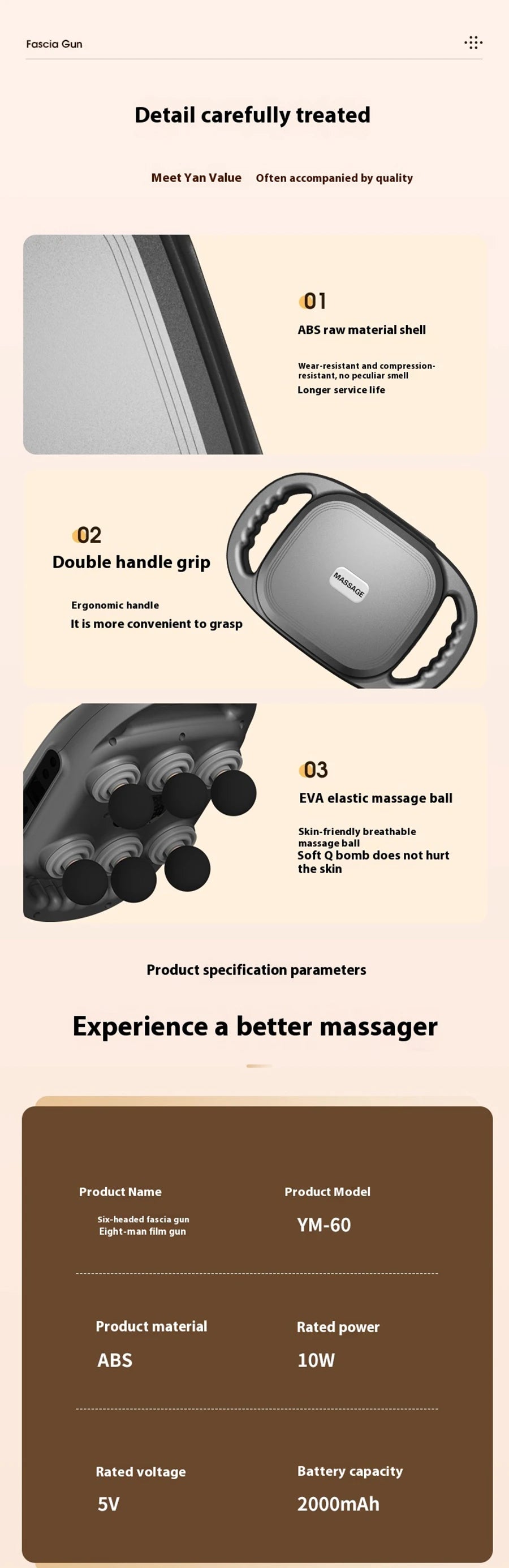 Fascia Gun Six-head Deep High Frequency Vibration 2025 New Wireless Waist Back Massager Body Relaxation Shoulder Calf Massager