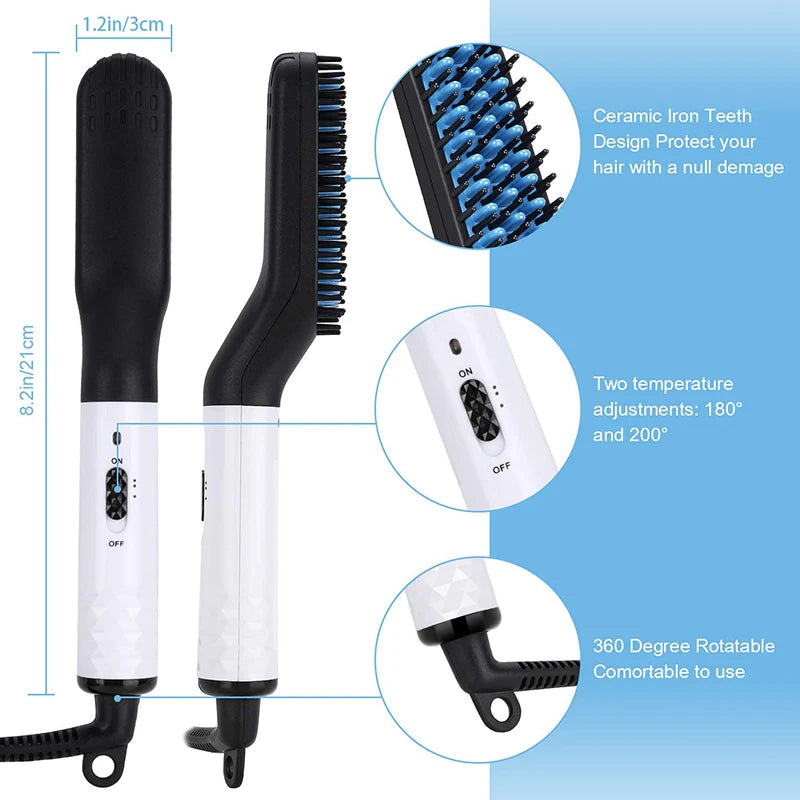 Beard Straightener for Men,Premium Heated Beard Brush w/Anti-Scald Feature,Beard Straightening Comb,Unique Fathers Day Birthday Valentines Gifts for Men Him Dad Boyfriend Christmas Stocking Stuffers