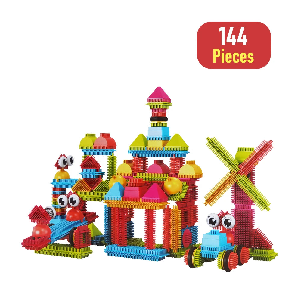 144PCS Building Block Children's Bristle Shape Brick Intellectual Modeling Interactive Parent-Child Assembly Diy Educational Toy