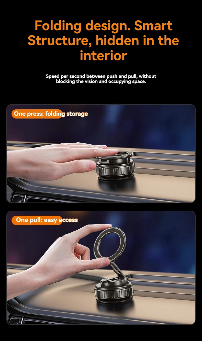 Car Mount Electric Vacuum Magnetic Holder Foldable Strong Suction Stand For Cell Phone For iphone 12 13 14 15 16 Live Streaming