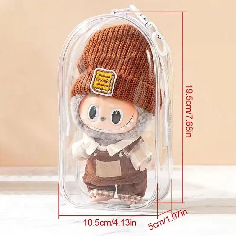 Labubu V1 V2 Storage Doll Bag PVC Transparent Protection Cover Keychain